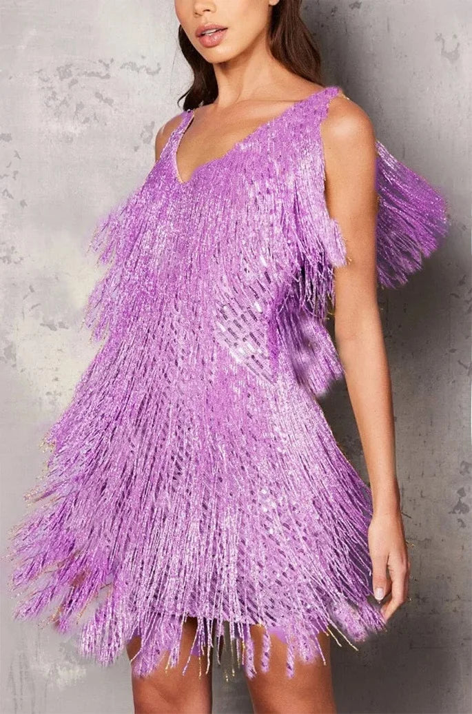 Purple A-Line Midi Cocktail Dress | Amara Collection 0