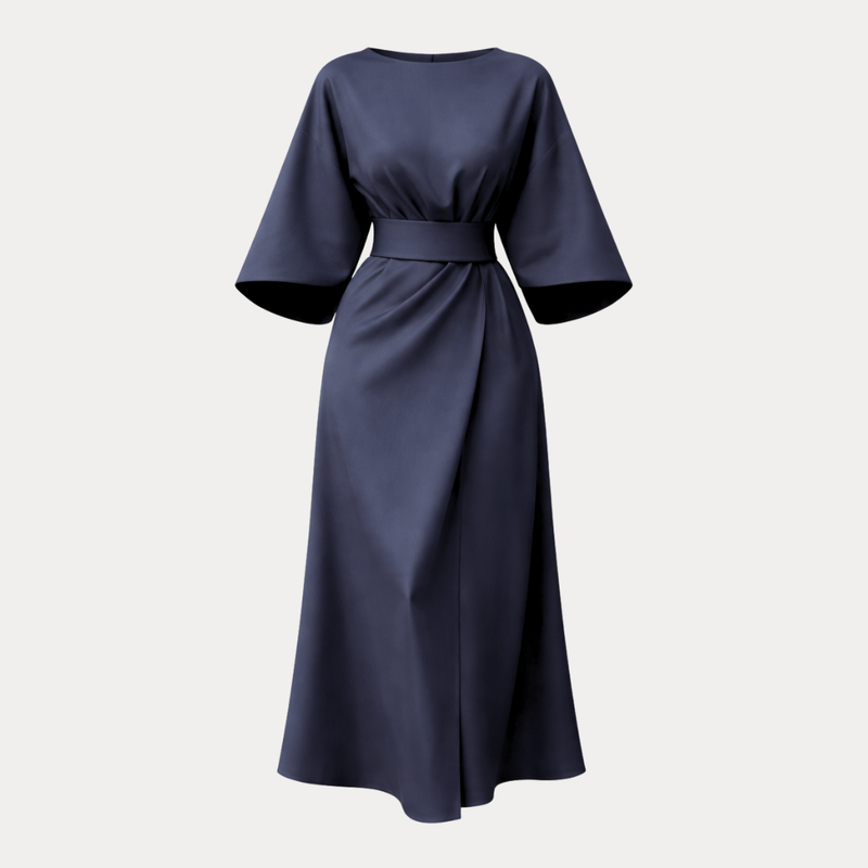 Rich Color V-Neck Wide Sleeve Midi Formal Dress | Willow Collection 1