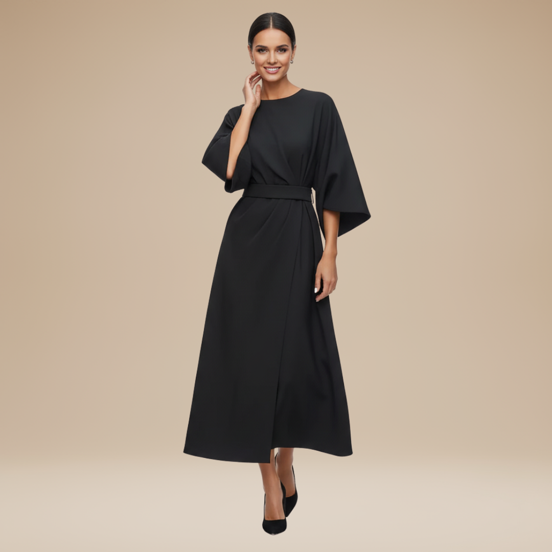 Rich Color V-Neck Wide Sleeve Midi Formal Dress | Willow Collection 13