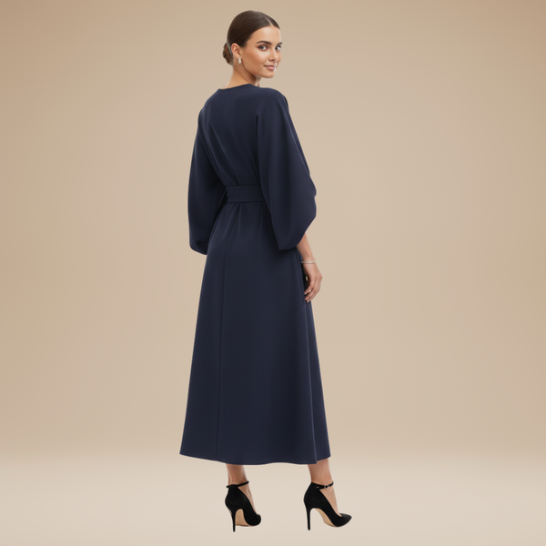 Rich Color V-Neck Wide Sleeve Midi Formal Dress | Willow Collection 3