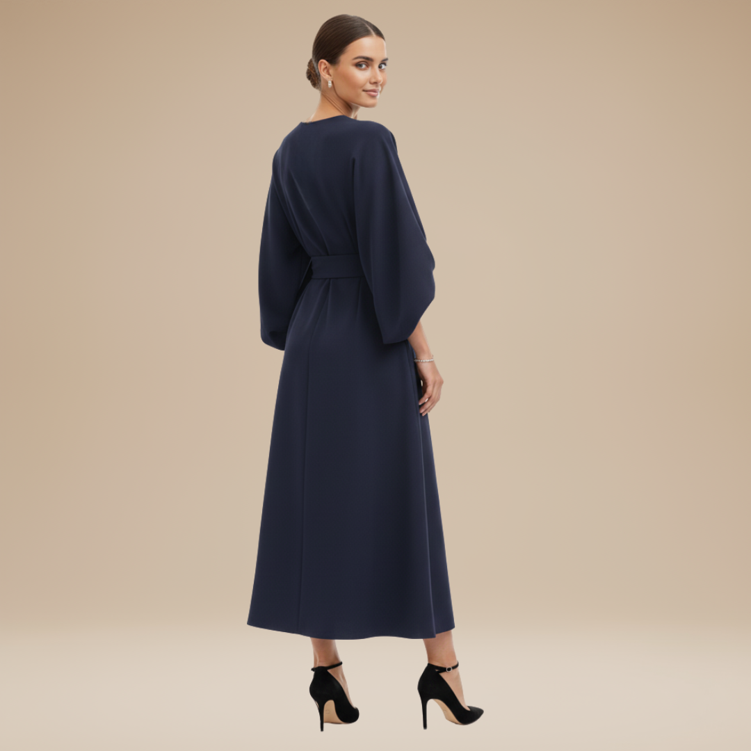 Rich Color V-Neck Wide Sleeve Midi Formal Dress | Willow Collection 3