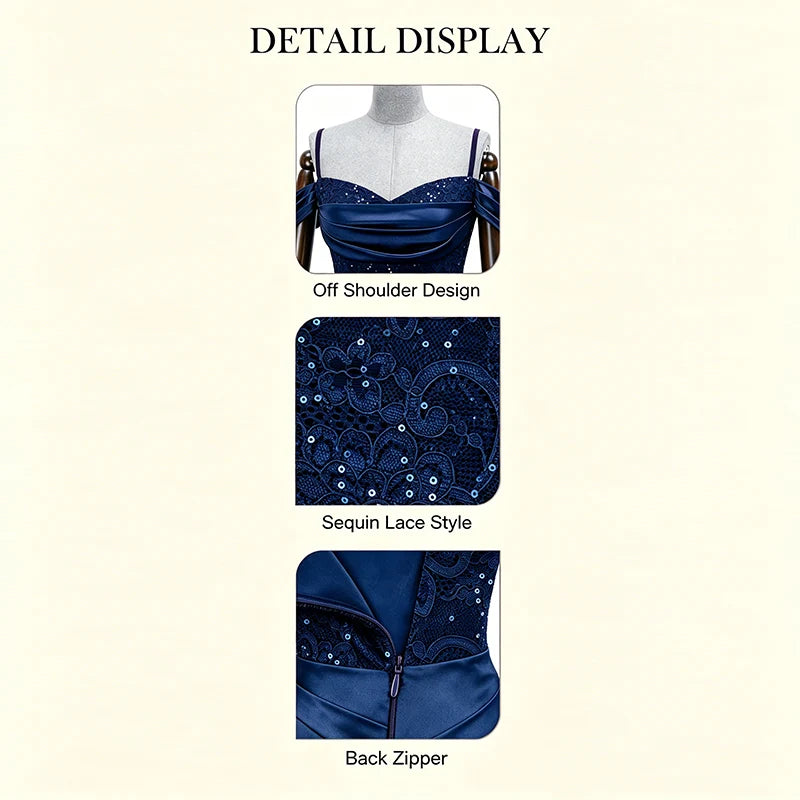 Royal Blue Star Sequin Sweetheart Off Shoulder Mermaid Evening Gown | Rhapsody Collection 5
