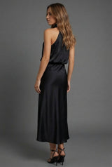 Satin Halterneck Open Back Midi Wedding Guest Dress | Haven Collection 4