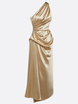 Satin Ruched One-Shoulder Midi Wedding Guest Dress | Seraphine Collection 8