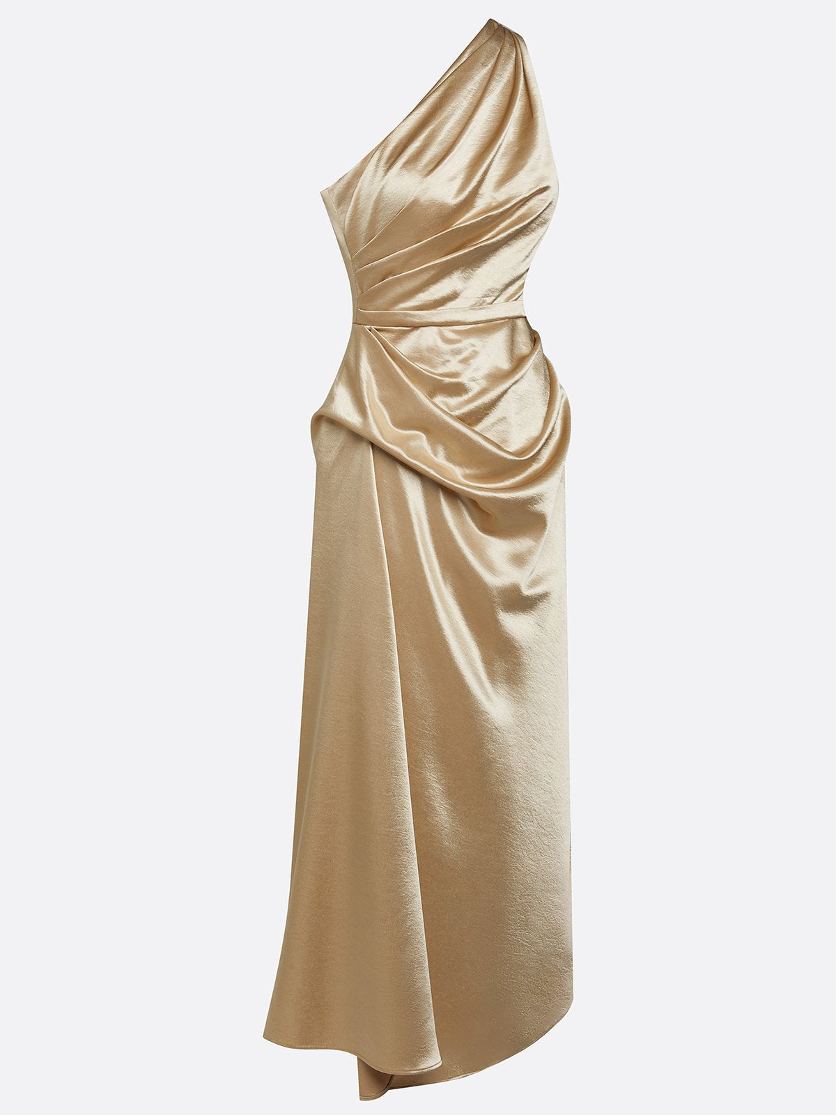 Satin Ruched One-Shoulder Midi Wedding Guest Dress | Seraphine Collection 8