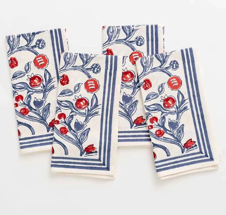 Emma Red & Blue Napkins | Set of 4