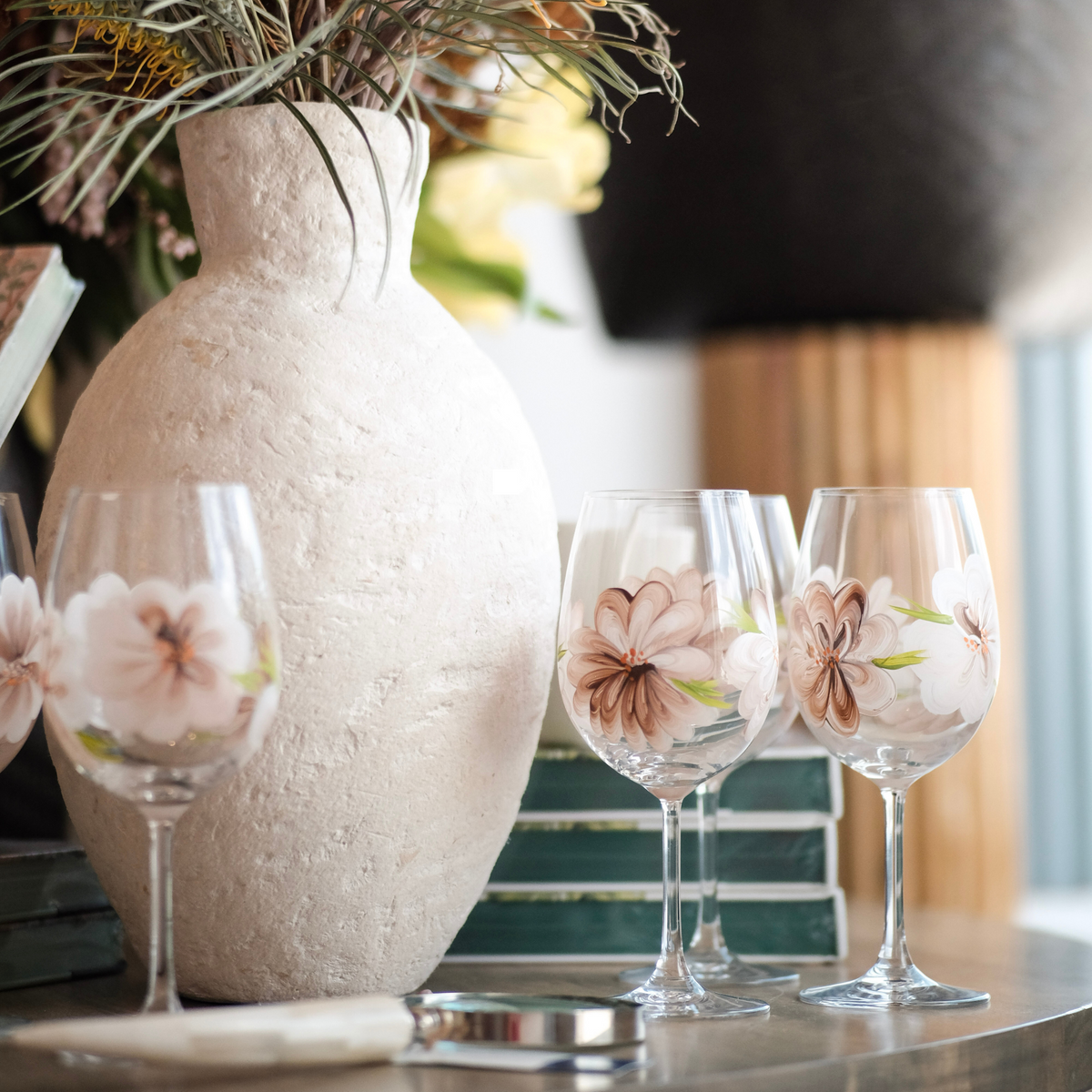 Hand Painted Wine Glasses - Set of 8