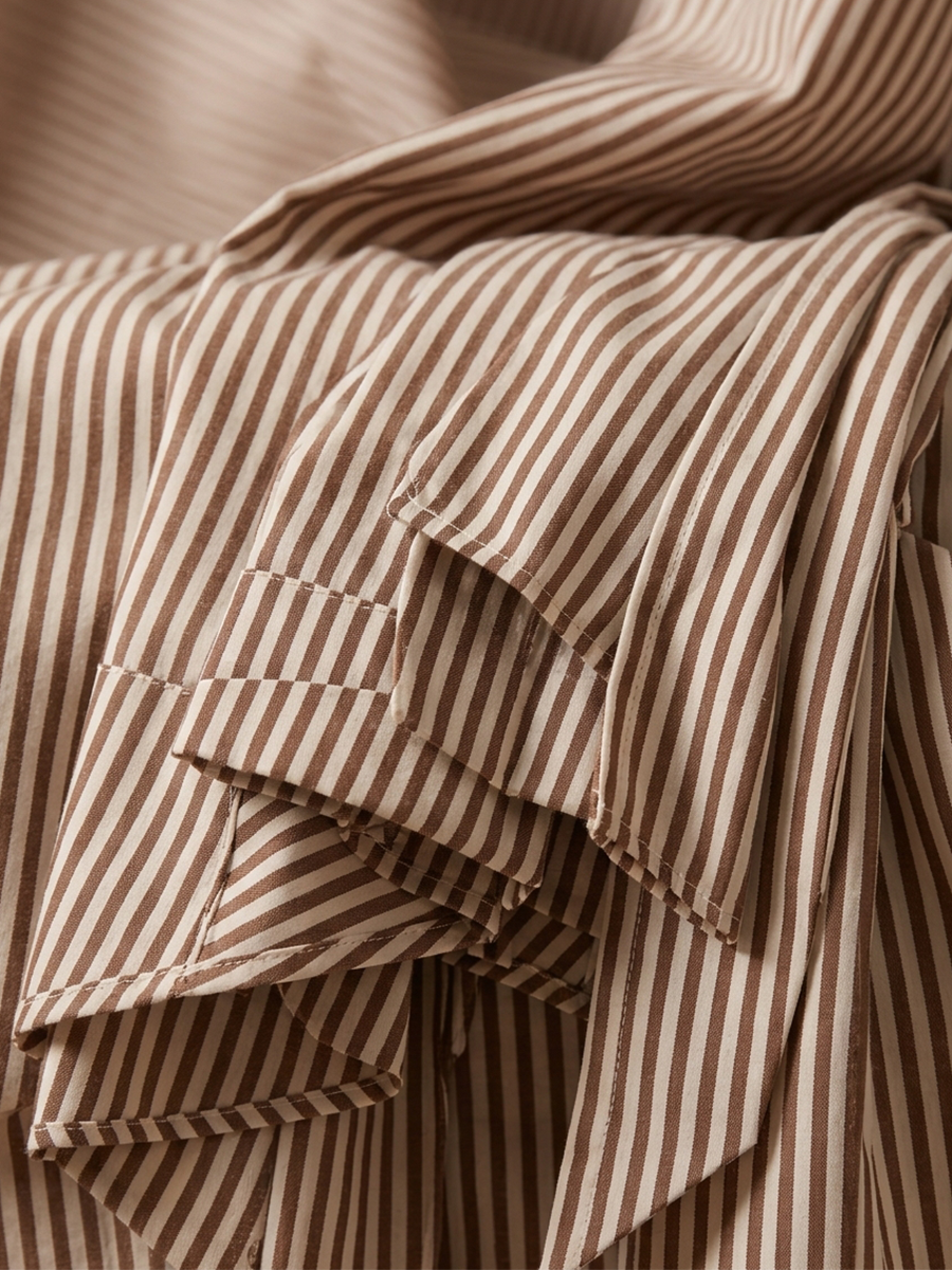 Striped Wrap V Neck Long Sleeve Relaxed Blouse Workwear | Wistara Collection 6