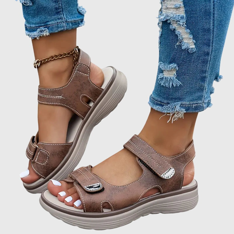 Taupe Cushioned Wide Toe Box Orthopedic Sandals | Emery Collection 0
