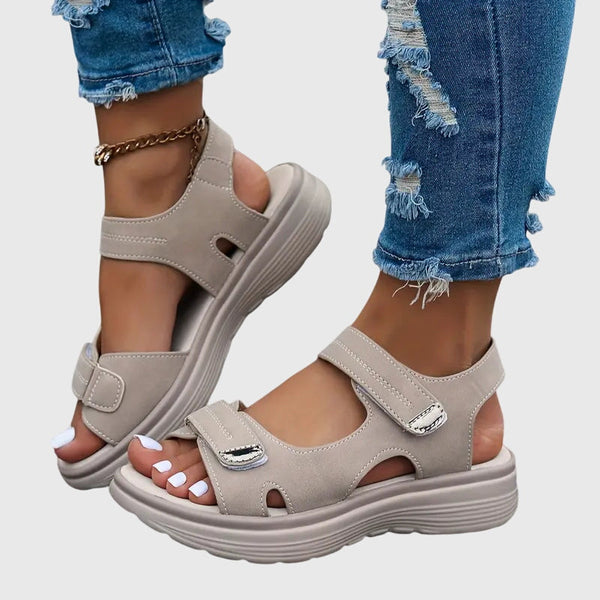 Taupe Cushioned Wide Toe Box Orthopedic Sandals | Emery Collection 2