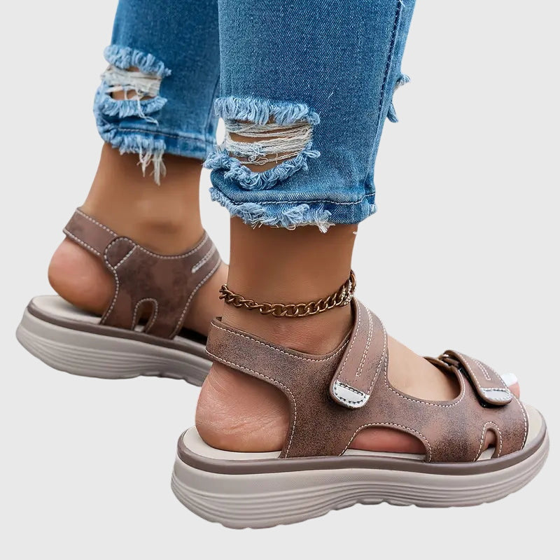 Taupe Cushioned Wide Toe Box Orthopedic Sandals | Emery Collection 4