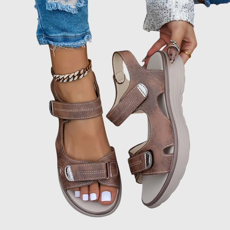 Taupe Cushioned Wide Toe Box Orthopedic Sandals | Emery Collection 7
