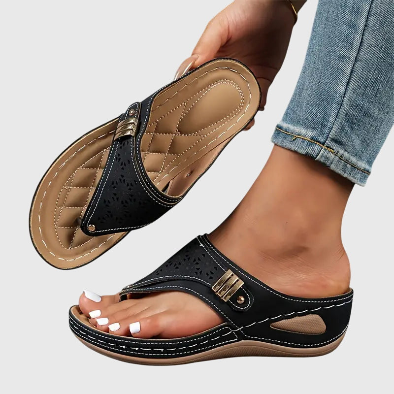 Taupe Slip-On Wedge Orthopedic Sandals for Women | Kaylie Collection 0