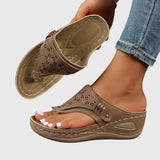 Taupe Slip-On Wedge Orthopedic Sandals for Women | Kaylie Collection 1