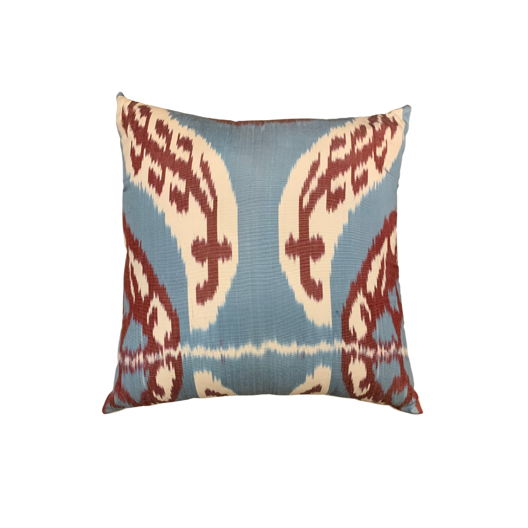 Ikat Pillow | Blue and Burgundy