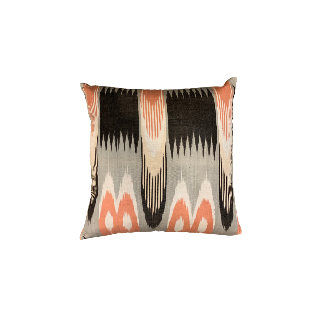 Ikat Pillow | Grey/Black/Pink