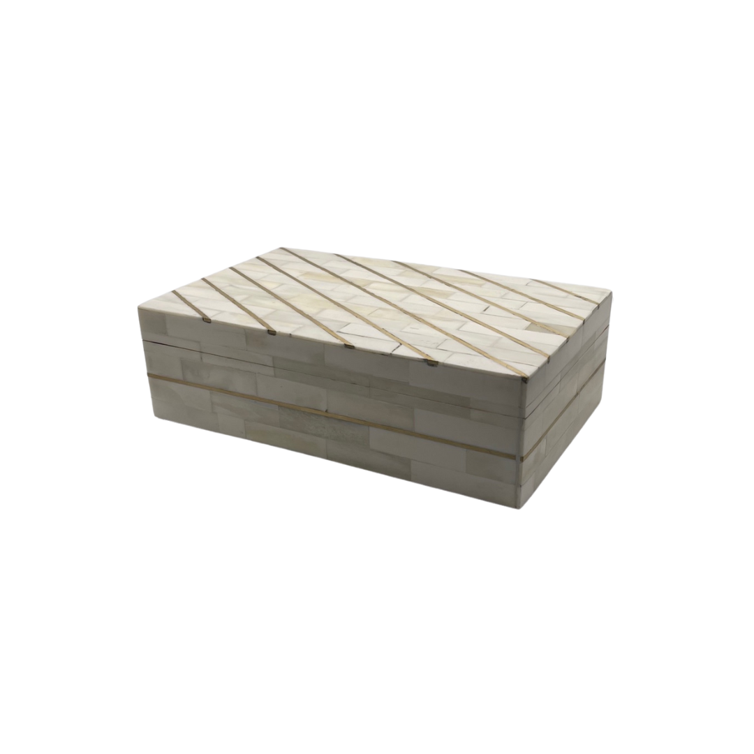 White and Gold Lines Box | Medium