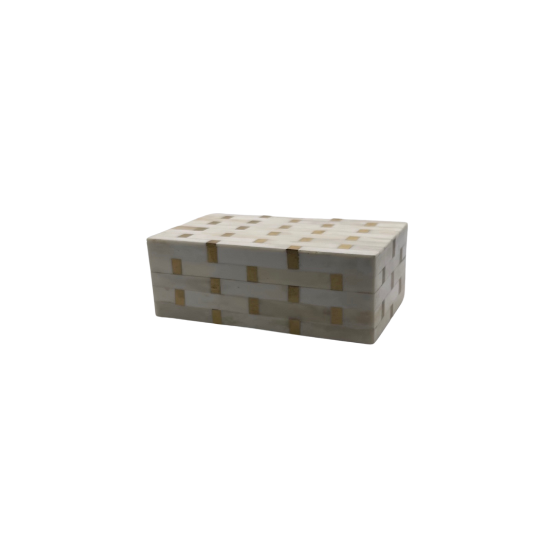 White and Gold Rectangle Box | Small