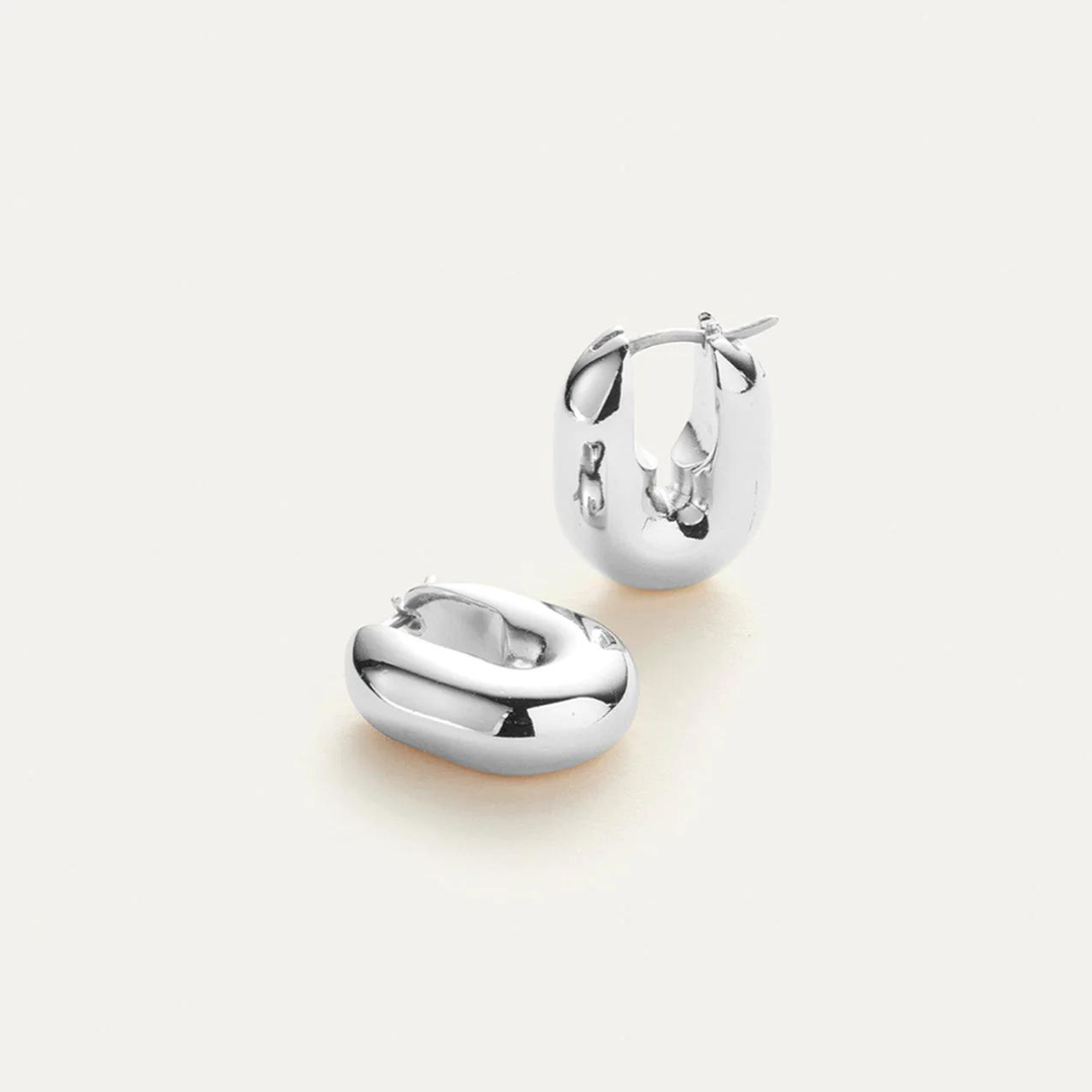 Puffy U-Link Earrings - Silver O/S