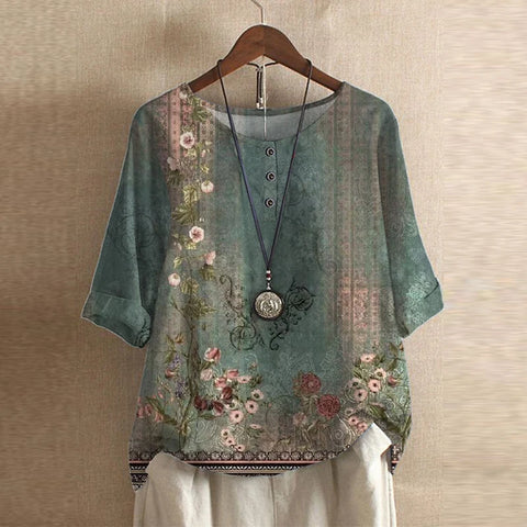 Vintage Floral Classic Collar Long Sleeve Blouse | Évance Collection 0