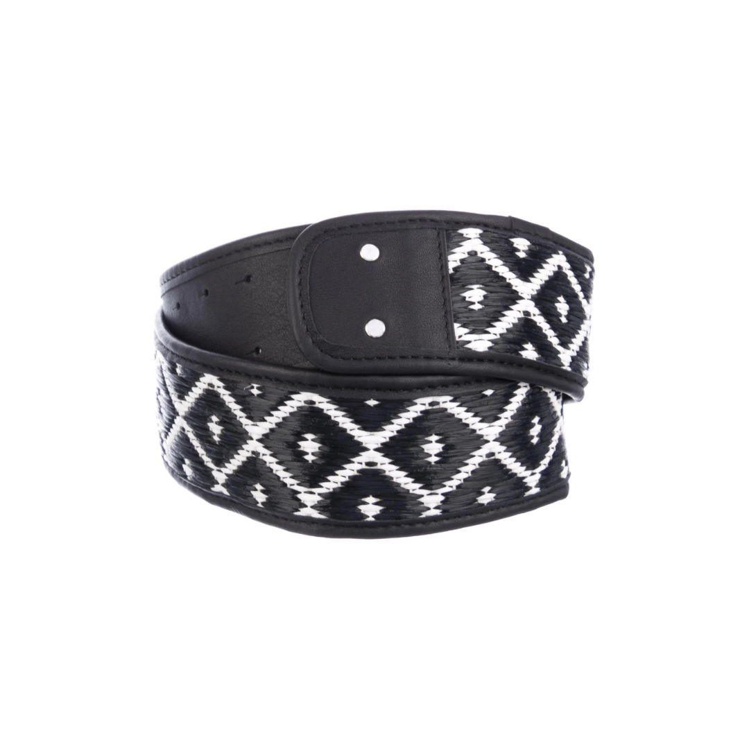 Raffia B&W Jacquard Belt