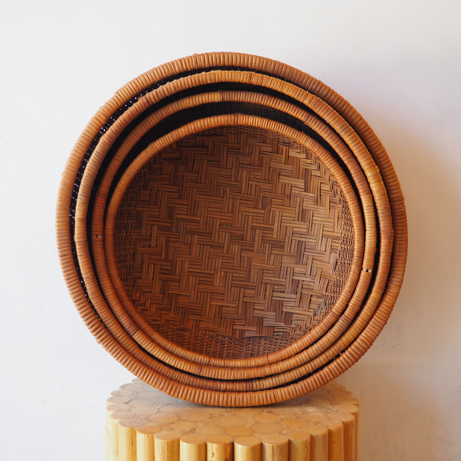 Hand-Woven Wicker Round Baskets