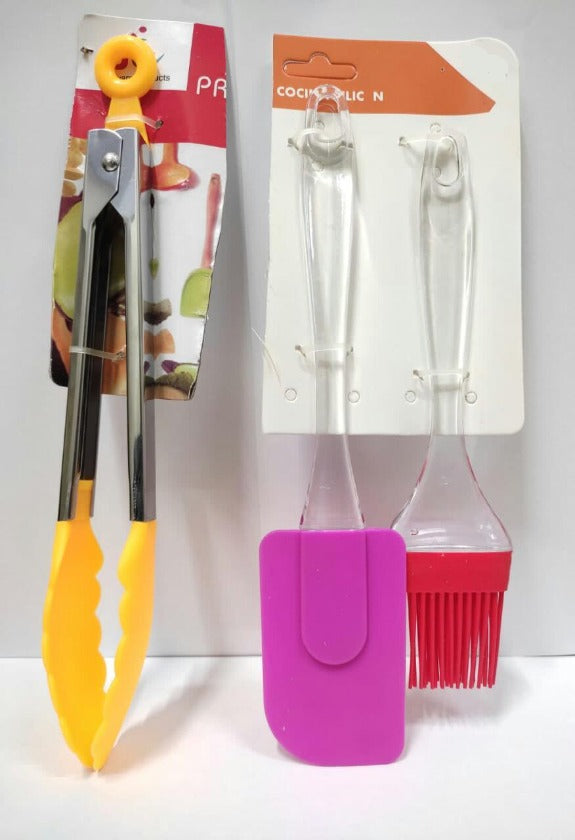 3 in 1 tong Spatula and Brush