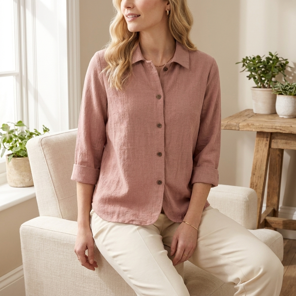 White Buttoned Relaxed Fit Blouse for Women | Elara Collection 2