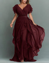 White Rhinestone Waist V-Neck Tiered Maxi Dress | Vespera Collection 12