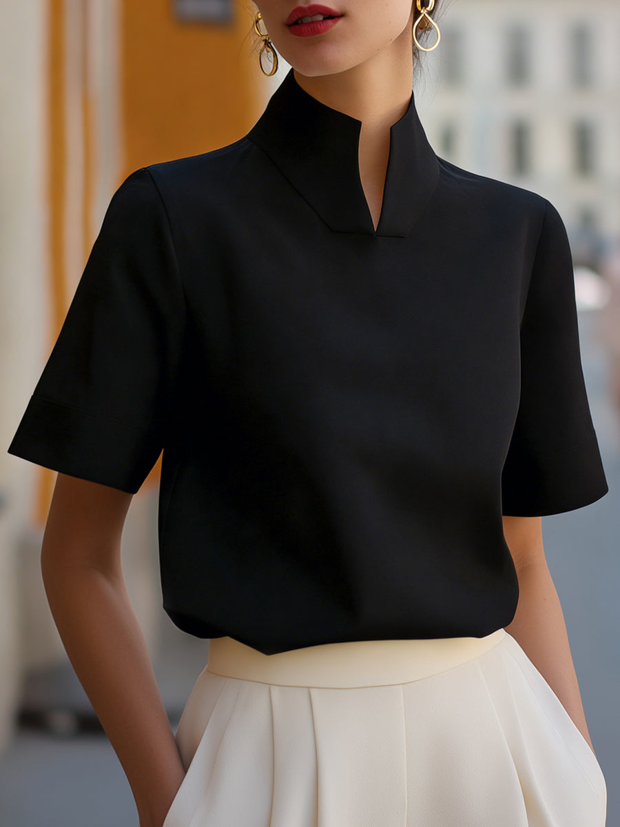 White Structured Short Sleeve Work Blouse | Sorelle Collection 2