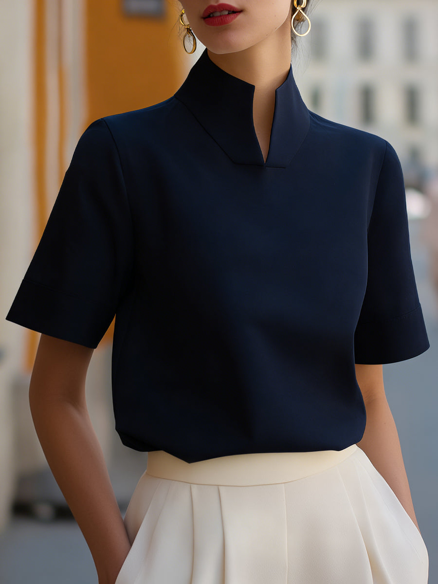 White Structured Short Sleeve Work Blouse | Sorelle Collection 3