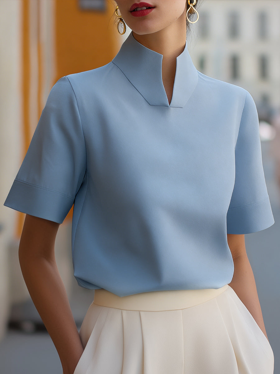 White Structured Short Sleeve Work Blouse | Sorelle Collection 4