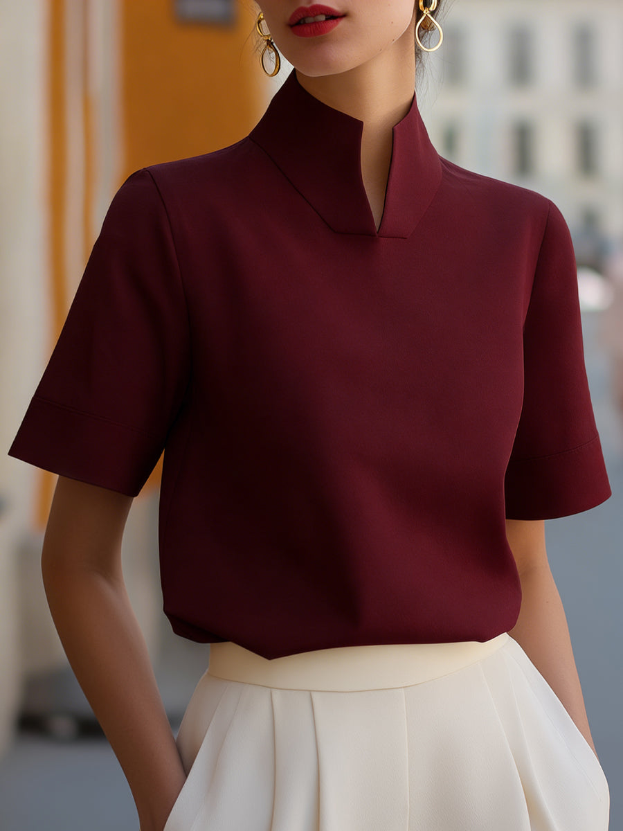 White Structured Short Sleeve Work Blouse | Sorelle Collection 5