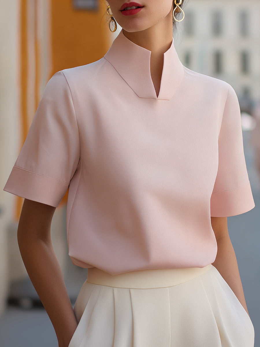 White Structured Short Sleeve Work Blouse | Sorelle Collection 6