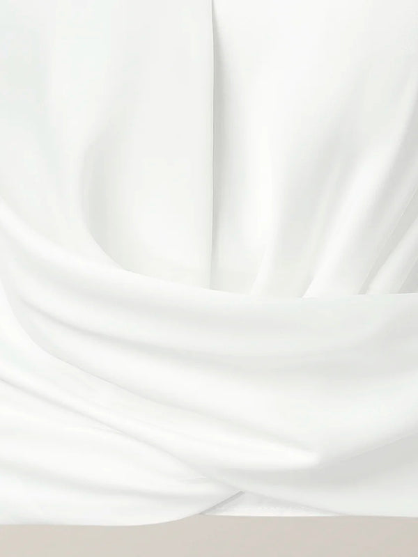 White Zip-Front V-Neck Long Sleeve Blouse | Vellure Collection 5