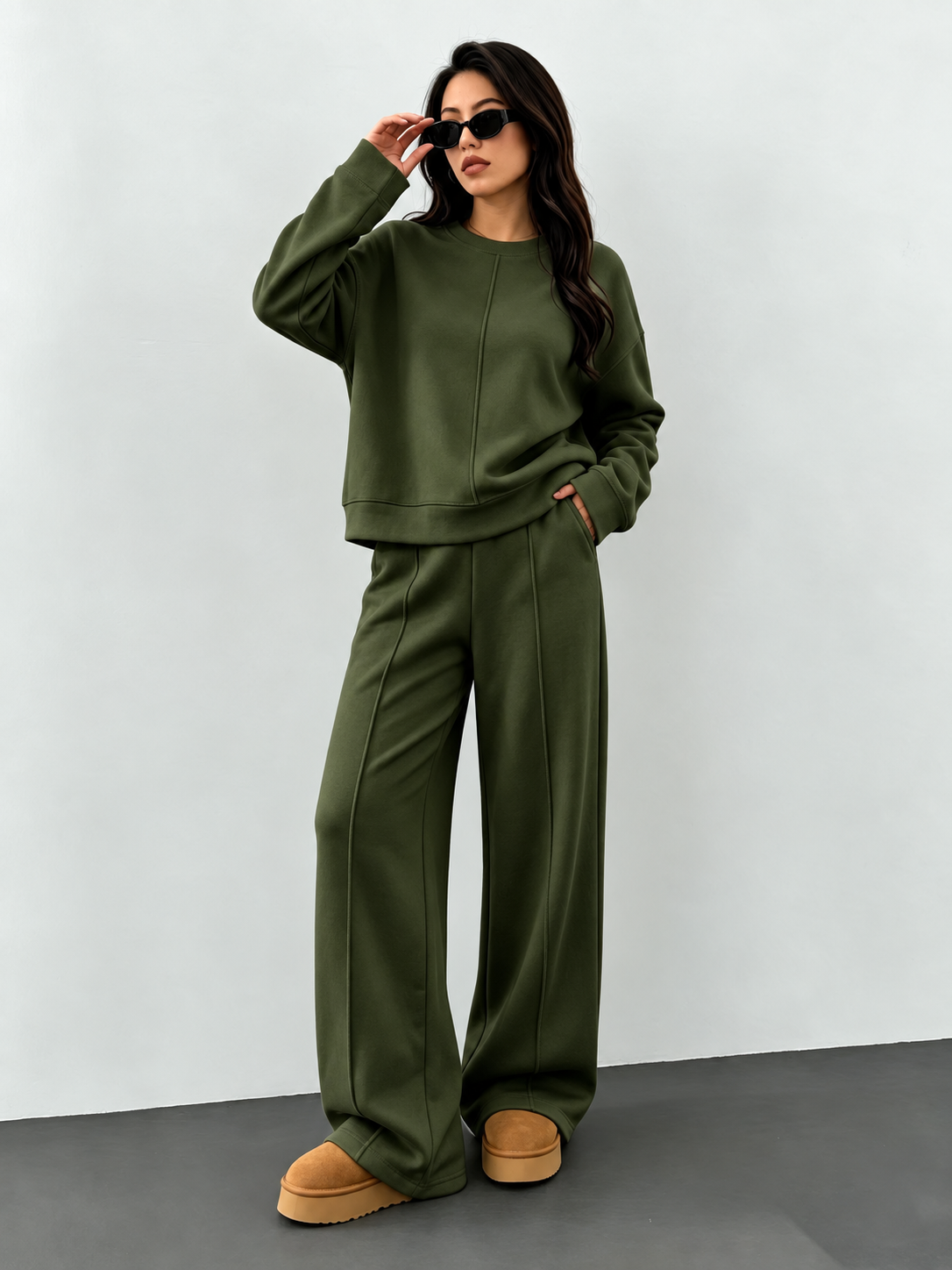 Buy Women's Knit Sweatshirt Tracksuit Set 