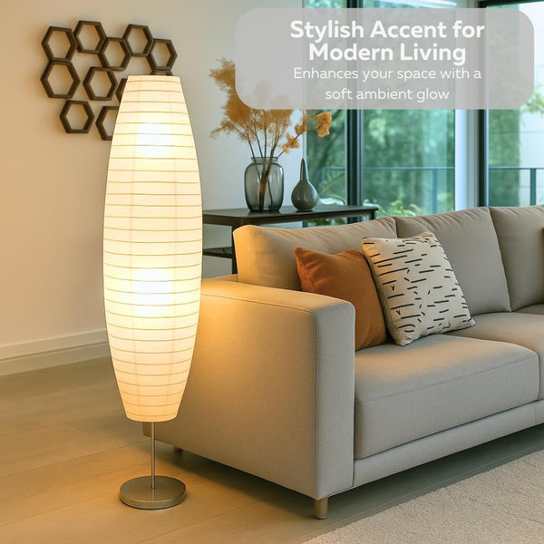 Diploma Paper Floor Lamp Set - Paper Lamps - Rice Paper Floor Lamps - Paper Floor Lamps for Living Room Fits in Modern Room Decor Perfect for Bedroom Decor - 59 Inches Tall (Set of 2)