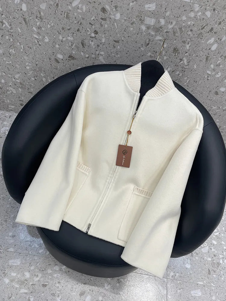 Baseball Collar Raglan Sleeve Short Woolen Coat Casual | Dahlia Collection