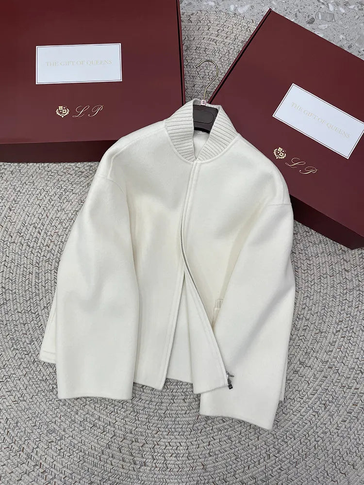 Baseball Collar Raglan Sleeve Short Woolen Coat Casual | Dahlia Collection