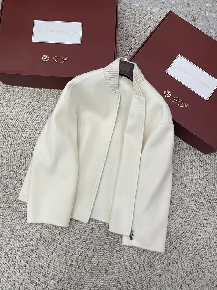 Baseball Collar Raglan Sleeve Short Woolen Coat Casual | Dahlia Collection