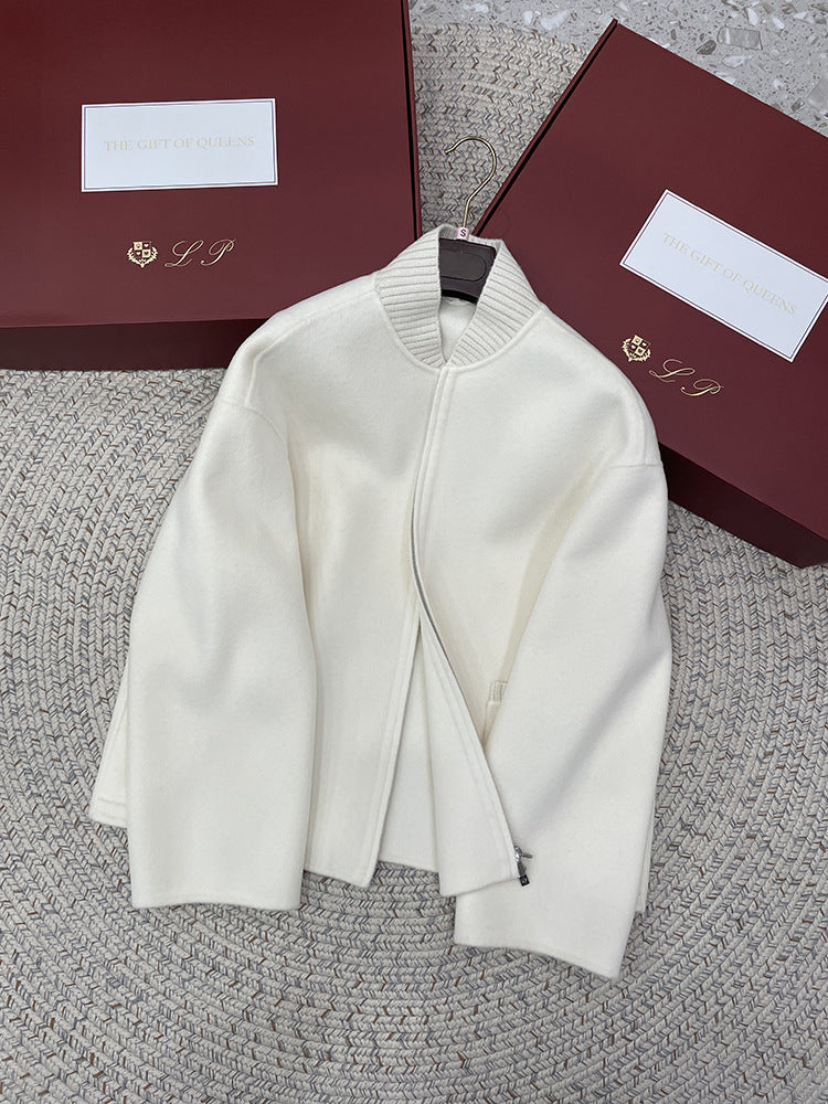 Baseball Collar Raglan Sleeve Short Woolen Coat Casual | Dahlia Collection