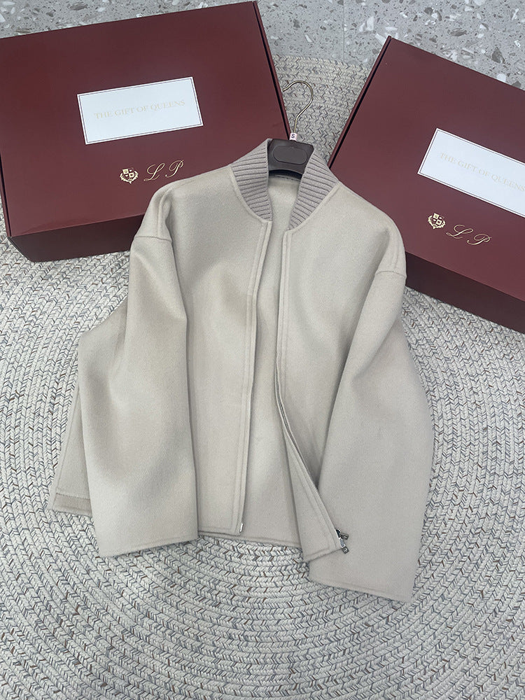 Baseball Collar Raglan Sleeve Short Woolen Coat Casual | Dahlia Collection