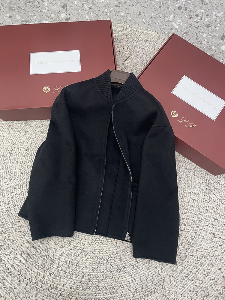 Baseball Collar Raglan Sleeve Short Woolen Coat Casual | Dahlia Collection