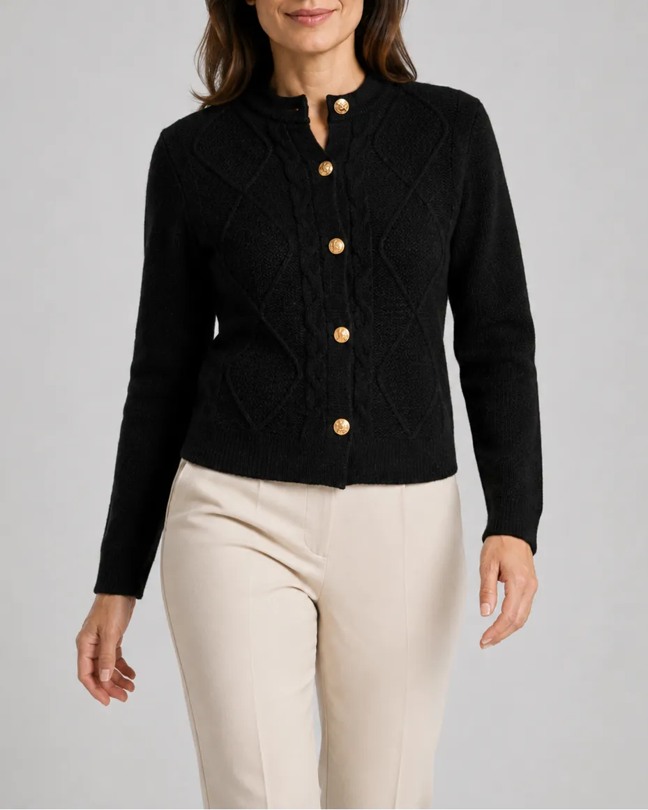 Cable Knit Cardigan with Button Front