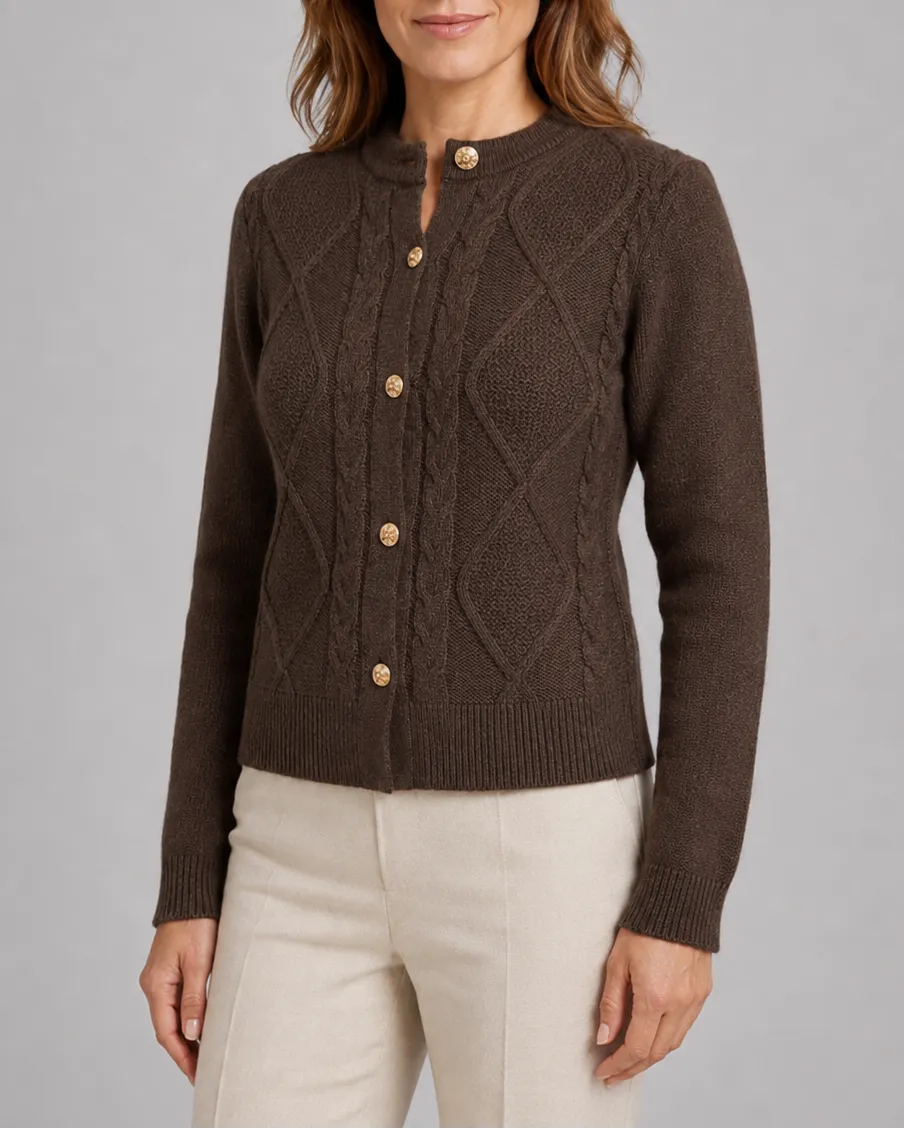 Cable Knit Cardigan with Button Front