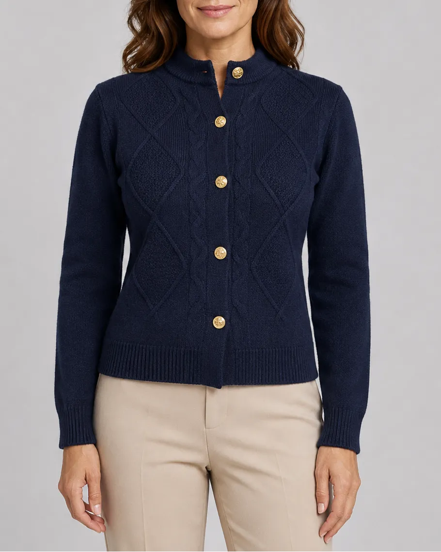 Cable Knit Cardigan with Button Front