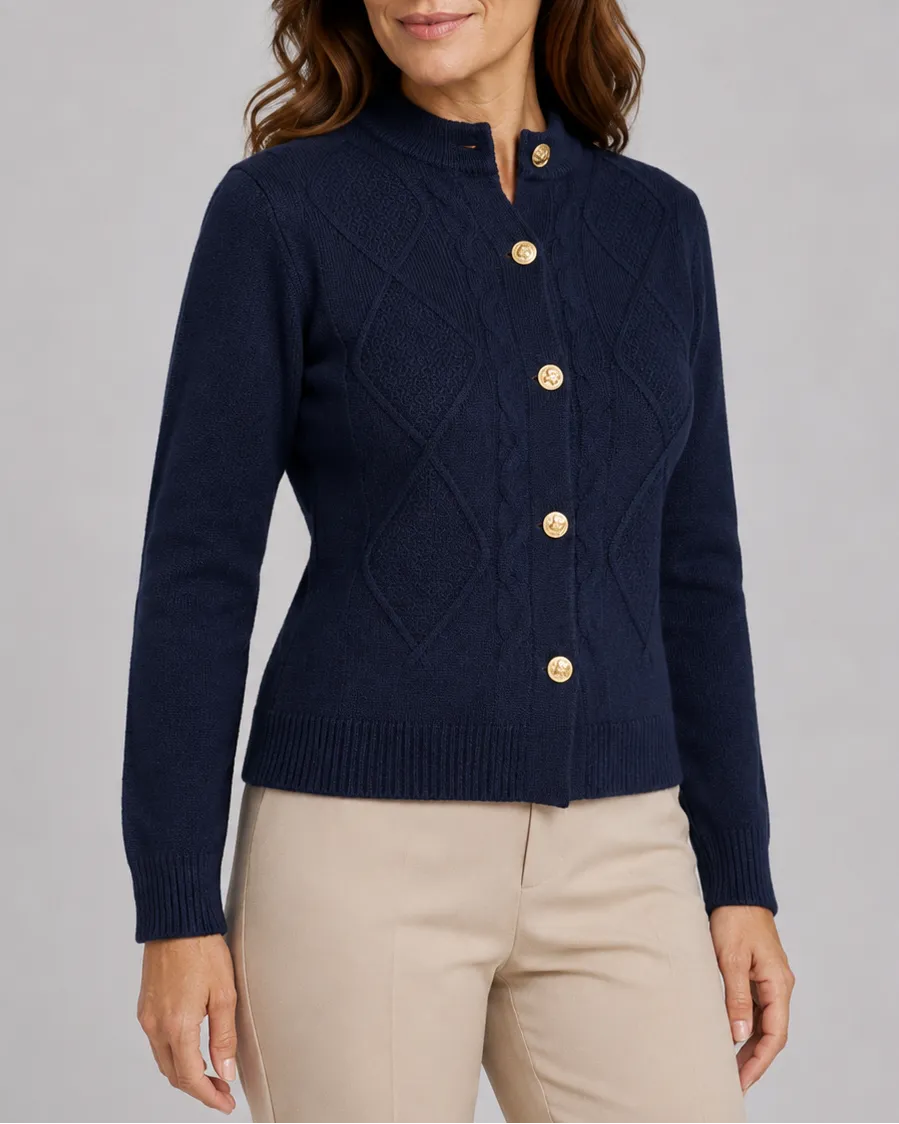 Cable Knit Cardigan with Button Front