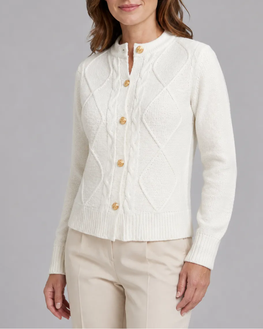 Cable Knit Cardigan with Button Front