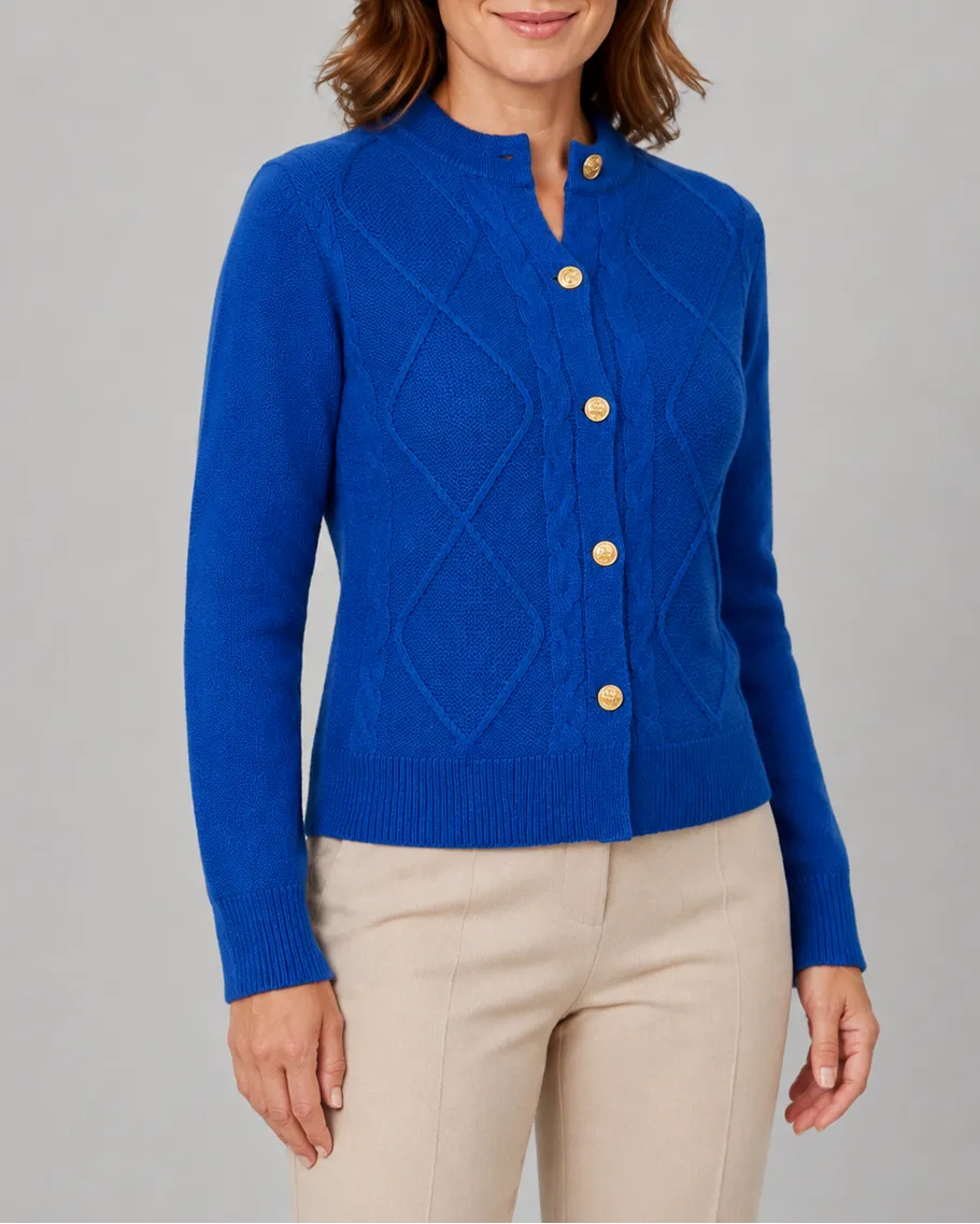 Cable Knit Cardigan with Button Front