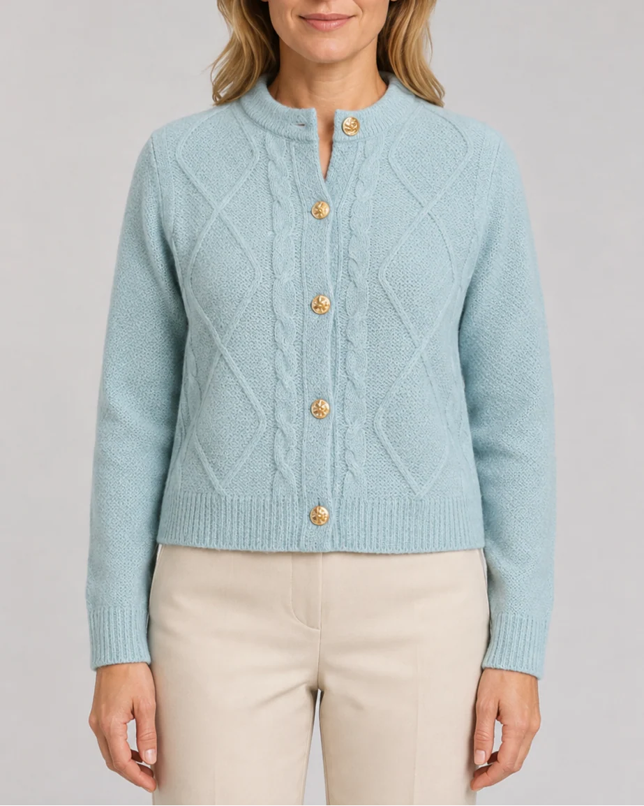 Cable Knit Cardigan with Button Front